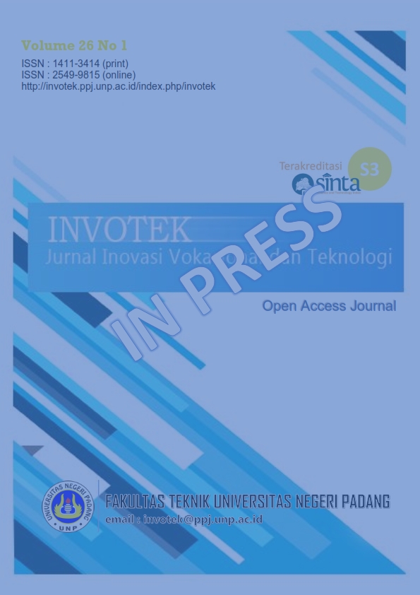 					View Vol. 26 No. 1 (2026): INVOTEK: Jurnal Inovasi Vokasional dan Teknologi
				